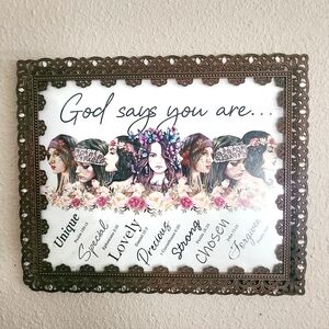 Inspirational Message Wall Art or Picture Stand With Bling